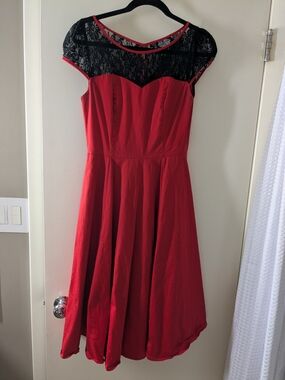 Hearts & Roses Red Retro Fit And Flare Dress